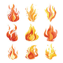 Dynamic fire silhouette illustration with vibrant flames isolated on a clean white background for design projects isolated on white background