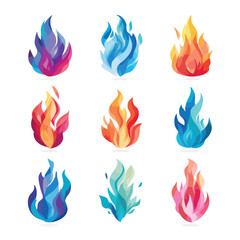Dynamic silhouette of a roaring fire a powerful symbol of heat and energy isolated on white background