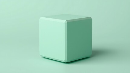 Obraz premium A giant eraser designed as a perfect cube in pastel green color, surreal stationery minimalism, pastel backdrop.