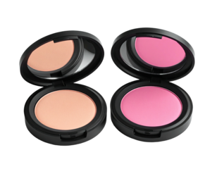 Two compact blush palettes, peach and pink