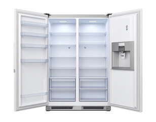 Empty double door refrigerator