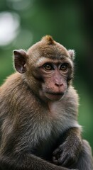 Fototapeta premium Portrait of a curious monkey in its natural habitat, showcasing wildlife beauty