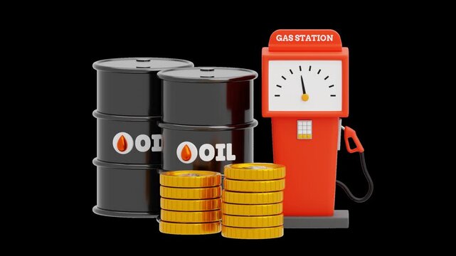 3D Animation of Gas Station Oil | Alpha Channel