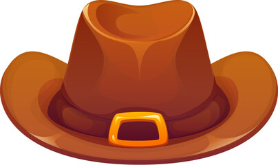 Happy Thanksgiving Day, autumn holiday icon of pilgrim hat, cartoon vector. Thanksgiving Day symbol of autumn harvest or fall season, celebration of giving thanks for traditional celebration greeting