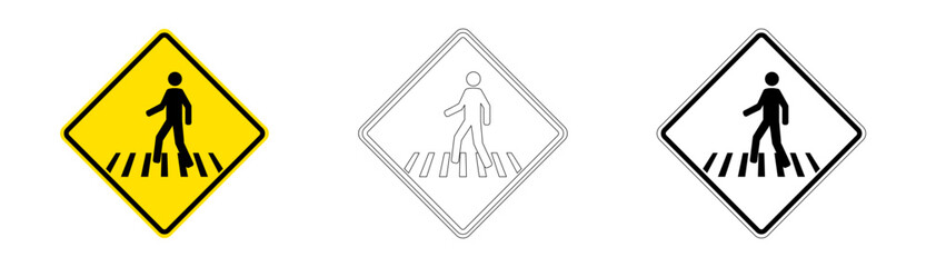 Pedestrian Crossing Ahead Traffic Sign in Vector Format