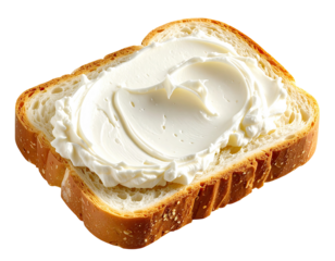 Close-up of a slice of bread with creamy spread
