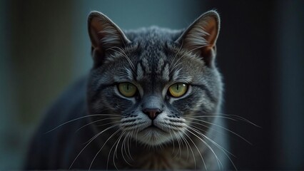 Obraz premium Mesmerizing gaze of a tabby cat with striking green eyes, perfect for pet lovers and animal enthusiasts seeking unique visuals