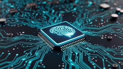 Artificial intelligence and future technology concept with brain on circuit board - Powered by Adobe