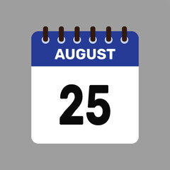 calendar august 25 icon vector reminder for important deadlines and special events this autumn season