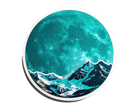 Circular moon with mountains - Powered by Adobe
