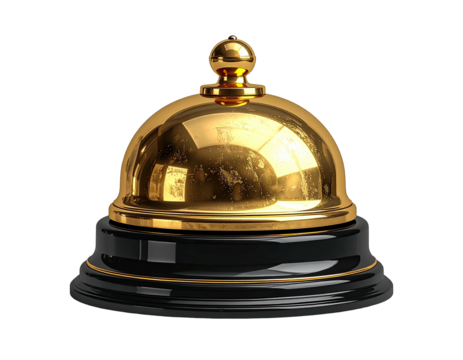 Golden bell on a black stand