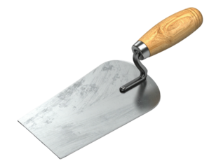 Metal trowel with wooden handle
