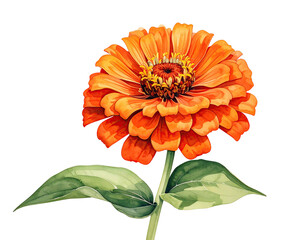 Vibrant orange zinnia flower
