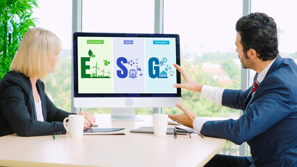 ESG environmental social governance policy for modish business to set a standard to achieve high ESG score