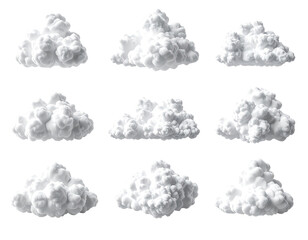 Cloud icons.  Set of puffy clouds
