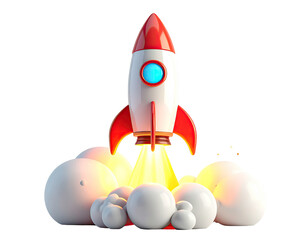 Cartoon rocket launching