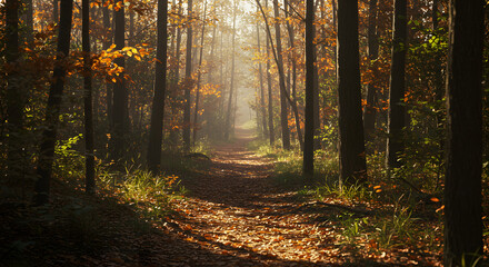 autumn forest in the morning