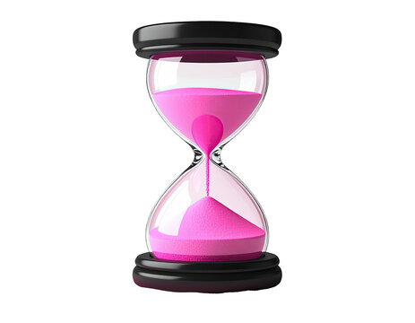 Pink hourglass against a black background