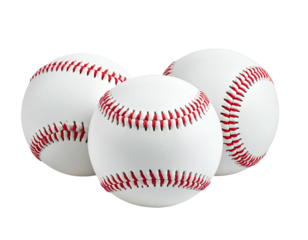 Three baseballs in a group