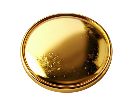 Golden circular medallion with intricate design - Powered by Adobe