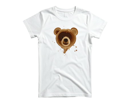 White T-shirt with brown bear graphic