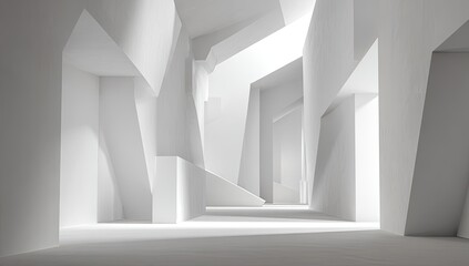 Fototapeta premium Abstract white architectural space with angular forms