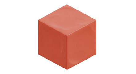 A 3D rendered coralcolored rectangular prism
