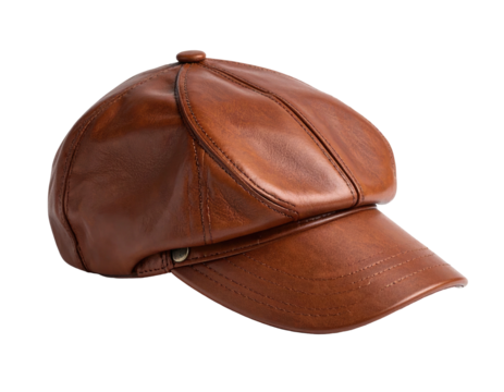 Brown leather newsboy cap