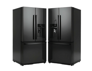Two black refrigerators side-by-side