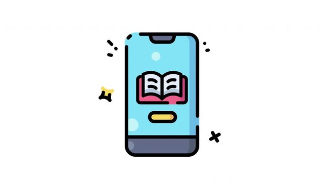 E Book Icon Animation - Loopable and Modern, Alpha Channel