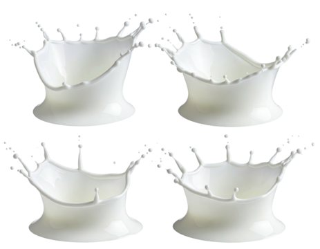 Milk splashes arranged in a grid pattern - Powered by Adobe