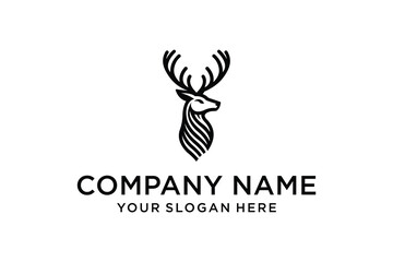 Deer head outline logo Template Design Vector