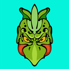 Japanese ghost traditional yokai mask kappa for illustration apparel and tshirt print