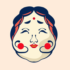 Setsubun Okame japanase culture illustration for apparel and printing art