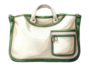 Elegant cream-colored tote bag with olive-green accents