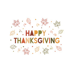 Obraz premium Thanksgiving typography art. Bright and cheerful text design featuring leaf icons. 