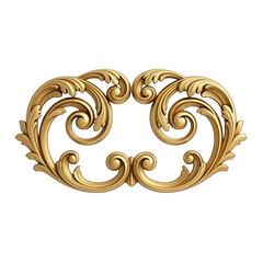 Retro Scrollwork, Golden Ornamental Vintage Frame Element for Luxury Design and Decoration.