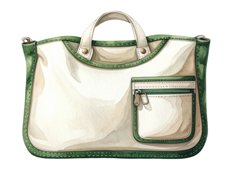 Elegant cream-colored tote bag with olive-green accents