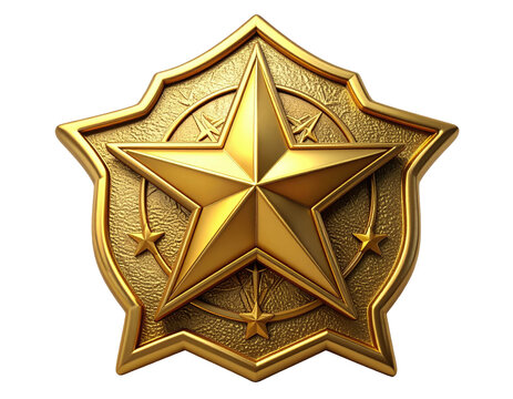 Golden star emblem on textured shield