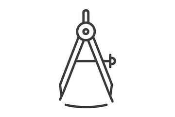 Drawing compass tool icon for precision and measurement. Vector logo for geometry, architecture, engineering, and drafting. Minimalist thin line art symbol of a divider.