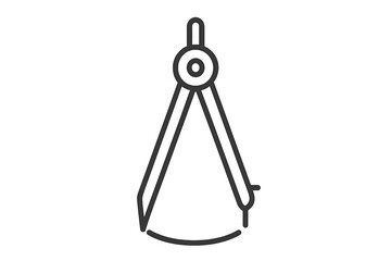 Drawing compass tool icon. Thin line vector for architecture, geometry, engineering. Precision measurement and drafting instrument for technical drawing. School or office supply.