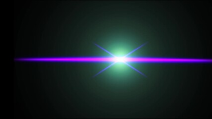 Bright Cyan and Magenta Lens Flare Effect with Starburst on Black Background Keywords: lens flare, light, bright, starburst, glow, glowing, abstract, digital, art, science, space, cosmic