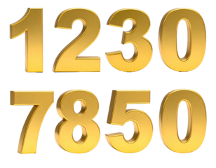Gold numbers on a black background