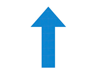 Sharp, bright blue upward arrow