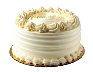 Round vanilla cake with buttercream frosting