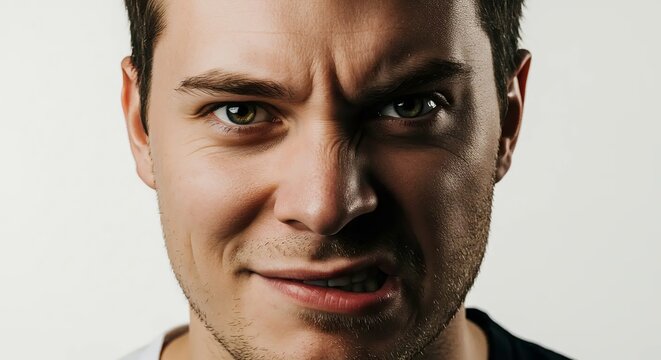 A man with two personalities isolated on a white background.