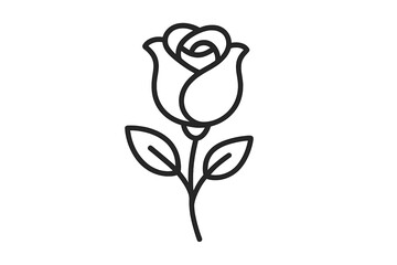 Rose line icon. Vector flower illustration for romance, love, Valentine's day. Simple floral symbol for wedding, dating, beauty. Minimalist outline plant pictogram design element.