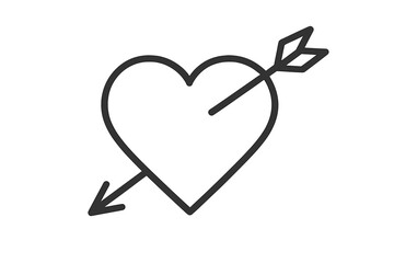 Heart with cupid arrow icon. Vector thin line illustration for love, romance, valentine's day and wedding. Lovestruck symbol. Modern minimal linear design for passion and dating.