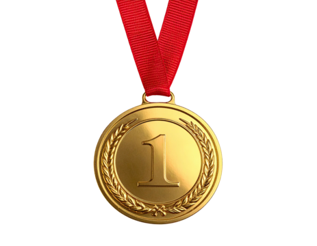 Gold medal with red ribbon (1)