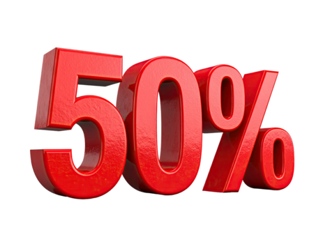 Bold red 50% discount